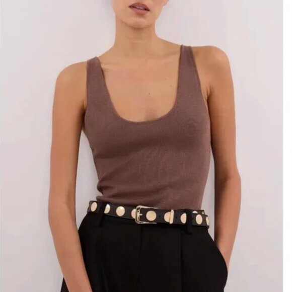 BEST DISSH Troy Sleeveless Knit Tank - Taupe Tan Brown Beige Causal - Picture 1 of 7